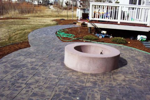 McClurg patio with fire pit and walkway